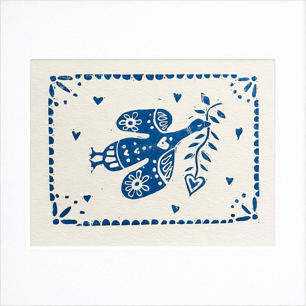 Handmade, Linocut, ‘Pretty Bird’ (or Silly Goose) Print