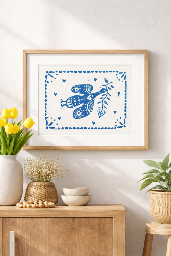 'Pretty Bird' (Silly Goose) Linocut Print – Bird Wall Art Illustration