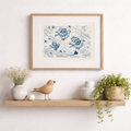 Three Little Birds Linocut Print – Handcrafted Nature Wall Art