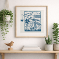 ‘Follow Your Heart’ Linocut Print – Inspirational Quote Wall Art, Folk Botanical Design