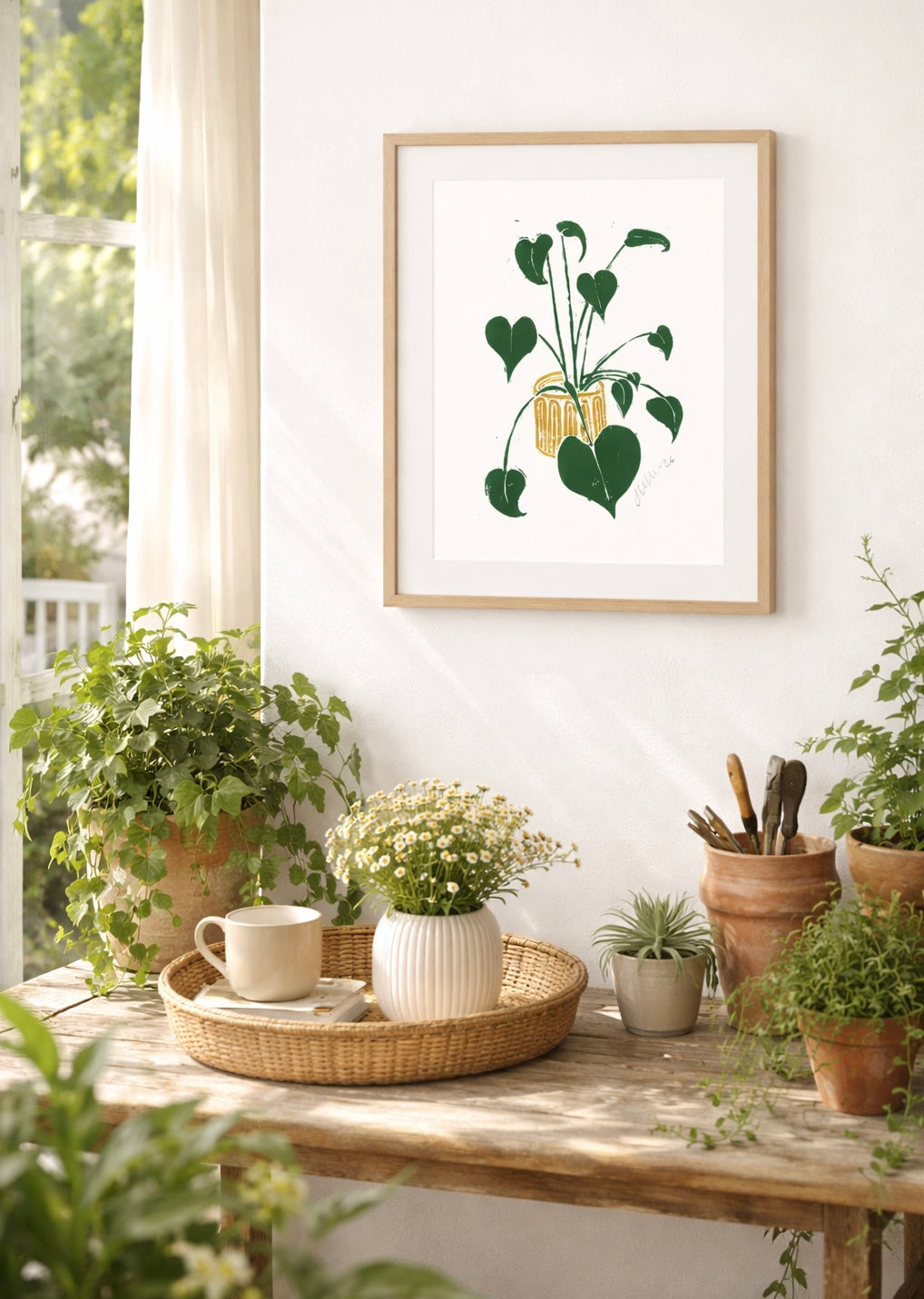 Handmade, Linocut Plant Print ‘The One with Heart Leaves (or Plants I Can’t Kill - Vol 1)’