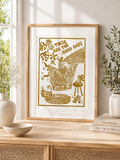 Handmade 'These Are The Good Days' linocut print, inspirational quote wall art, made in the UK