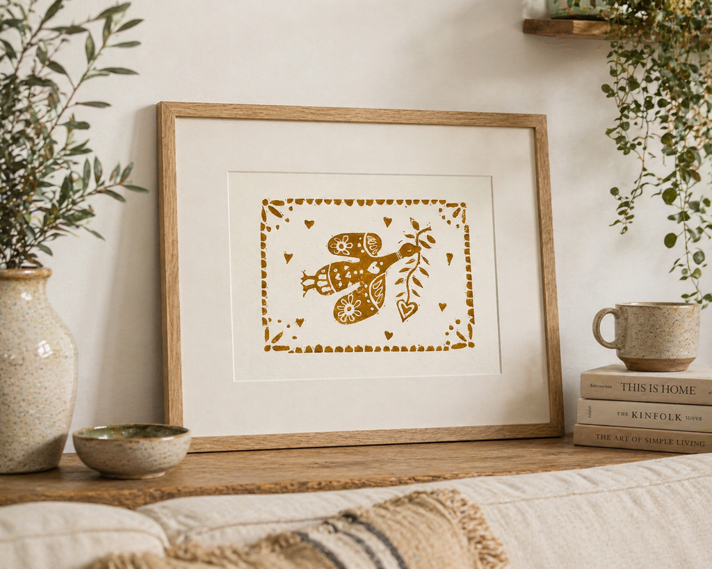 'Pretty Bird' (Silly Goose) Linocut Print – Bird Wall Art Illustration