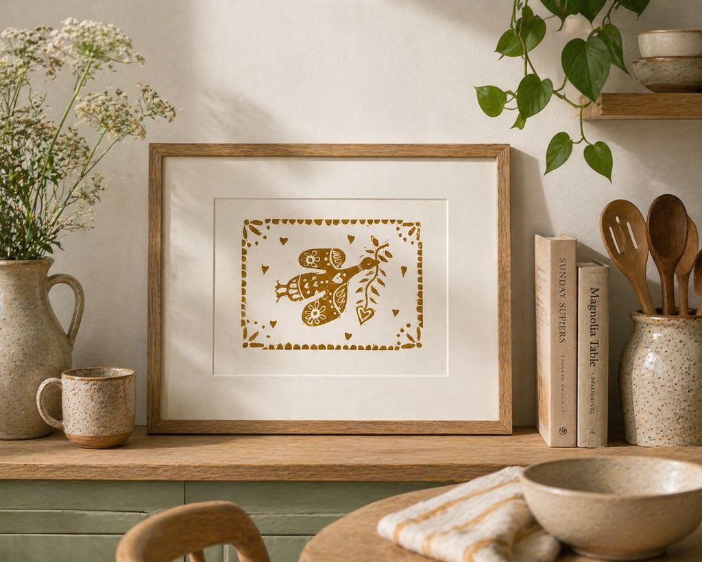 'Pretty Bird' (Silly Goose) Linocut Print – Bird Wall Art Illustration