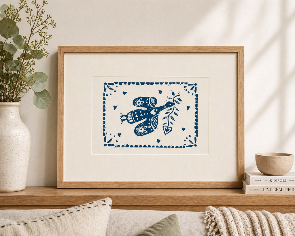 'Pretty Bird' (Silly Goose) Linocut Print – Bird Wall Art Illustration