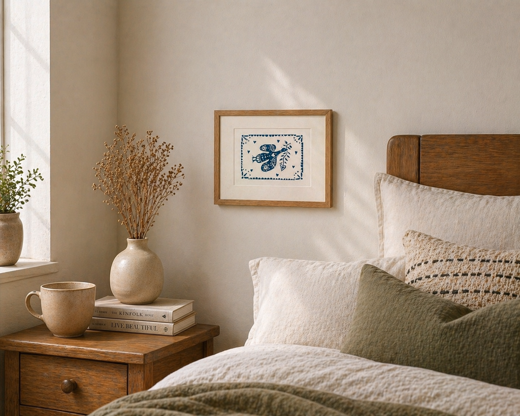 'Pretty Bird' (Silly Goose) Linocut Print – Bird Wall Art Illustration