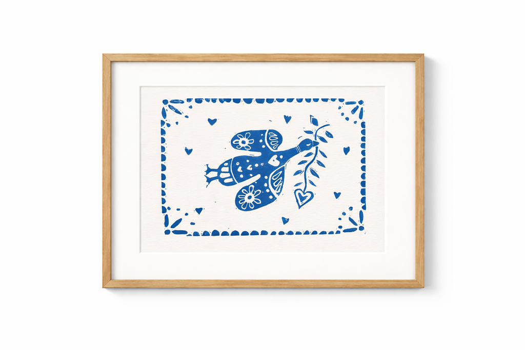 Handmade, Linocut, ‘Pretty Bird’ (or Silly Goose) Print