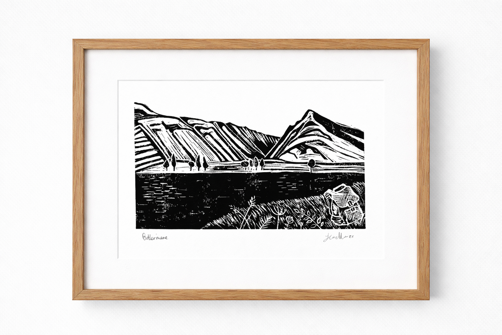 Handmade, Linocut, Landscape Print of Beautiful ‘Lake Buttermere’