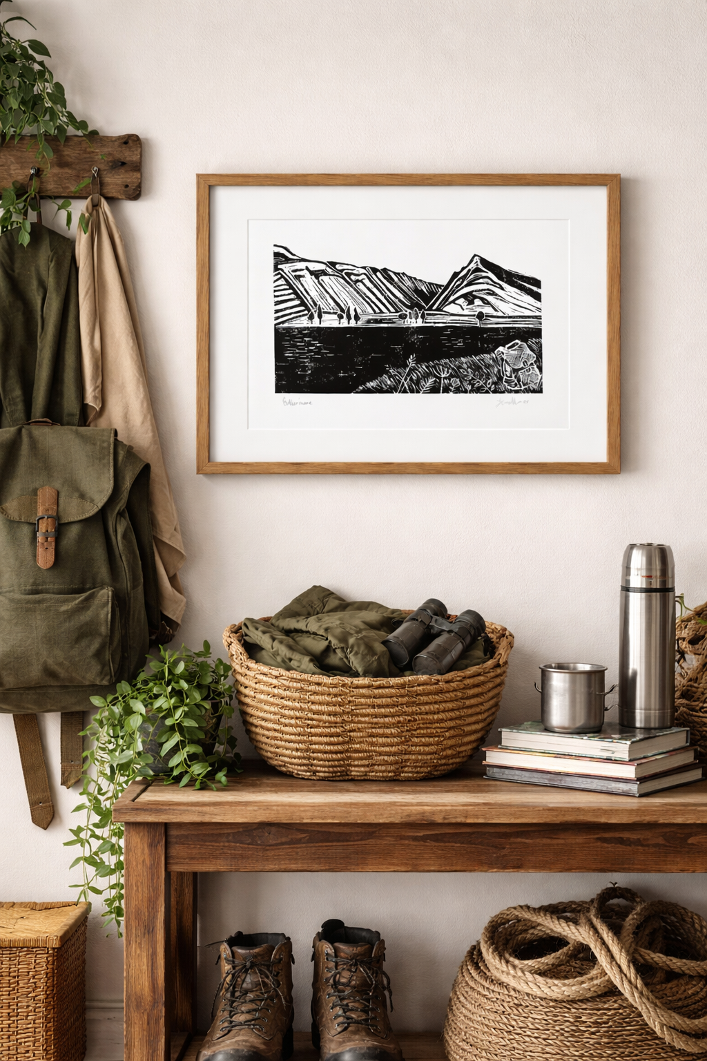 Handmade, Linocut, Landscape Print of Beautiful ‘Lake Buttermere’