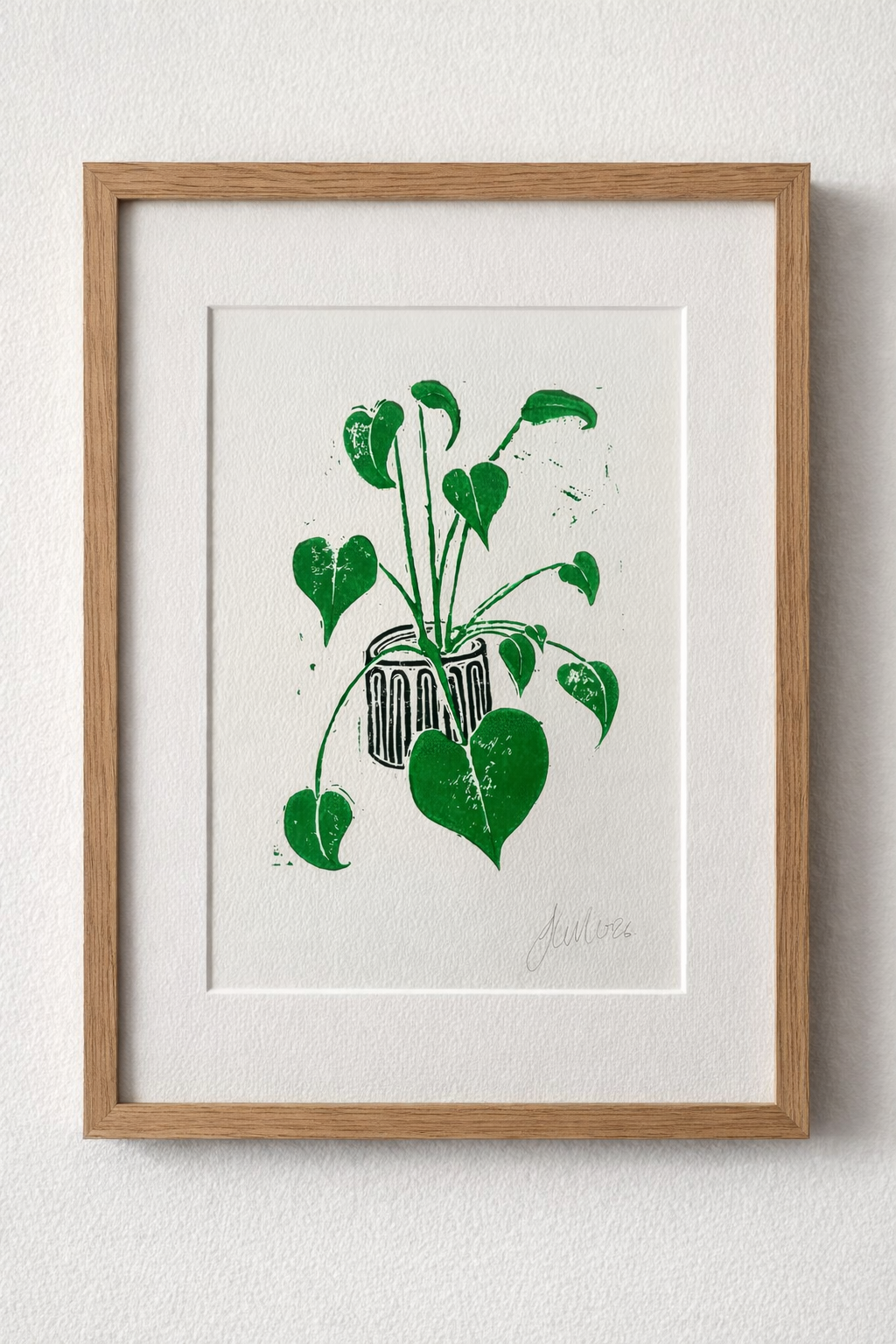 Handmade, Linocut Plant Print ‘The One with Heart Leaves (or Plants I Can’t Kill - Vol 1)’