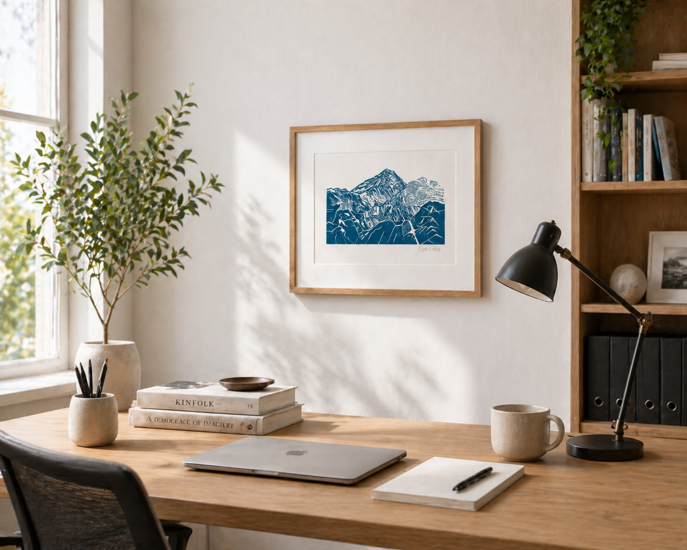 'Mountain Top' Linocut Print – Mountain Landscape Wall Art