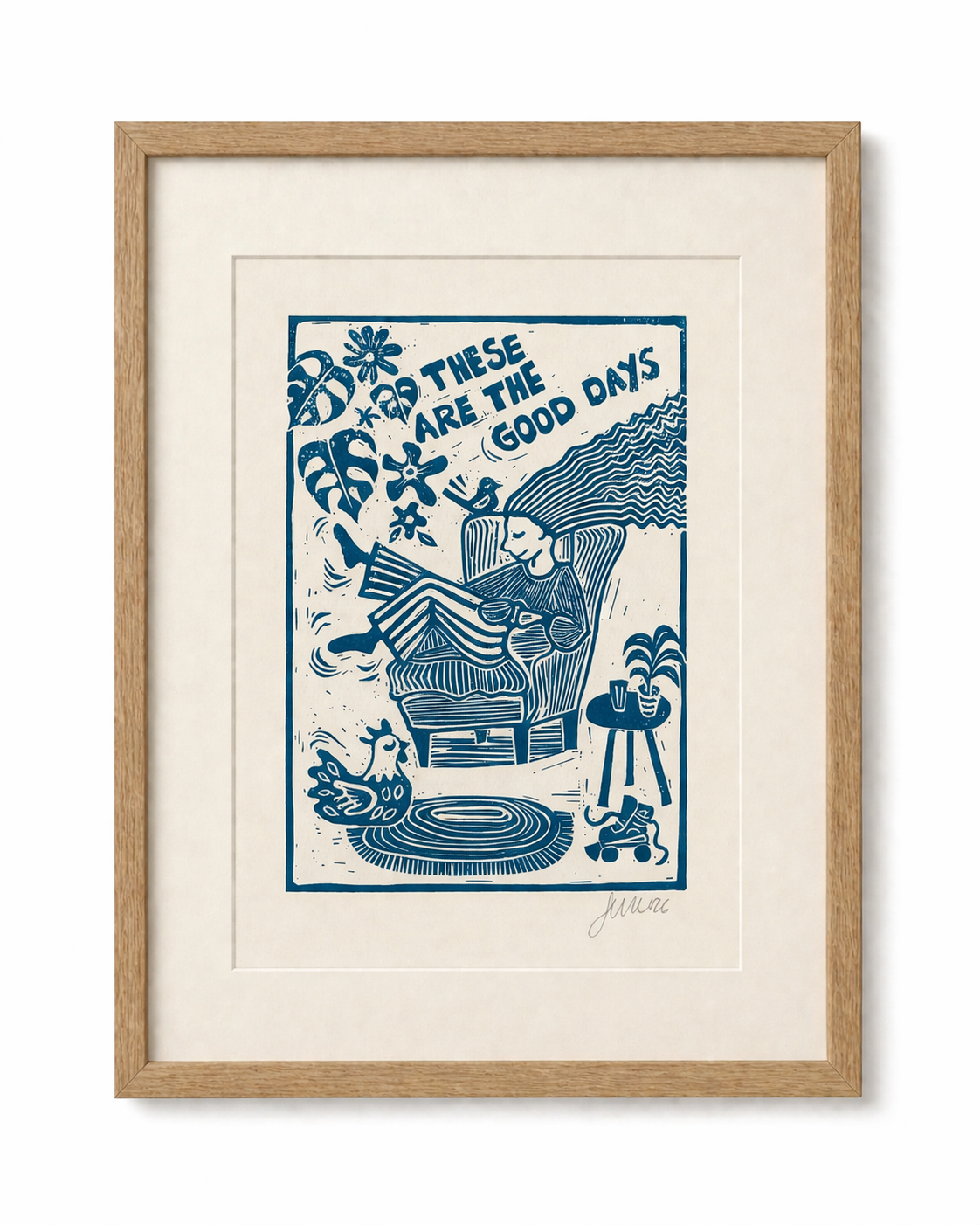 These Are The Good Days Linocut Print – Inspirational Quote Wall Art