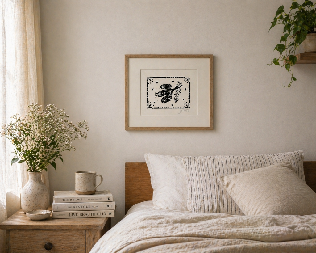 'Pretty Bird' (Silly Goose) Linocut Print – Bird Wall Art Illustration