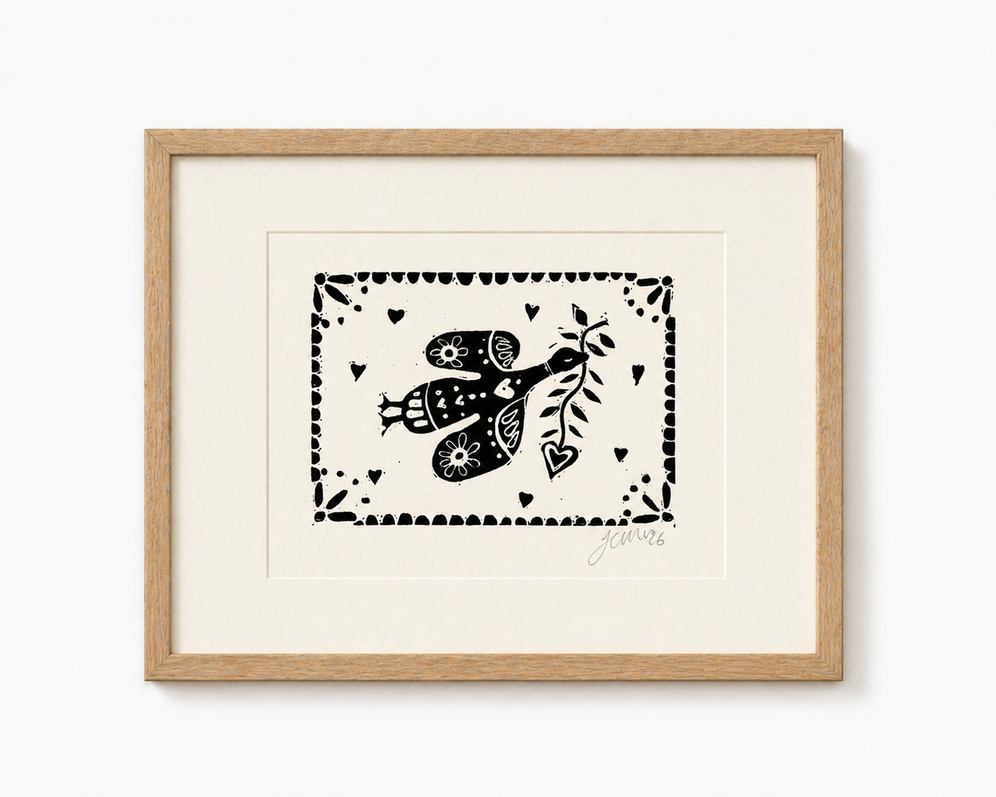 'Pretty Bird' (Silly Goose) Linocut Print – Bird Wall Art Illustration