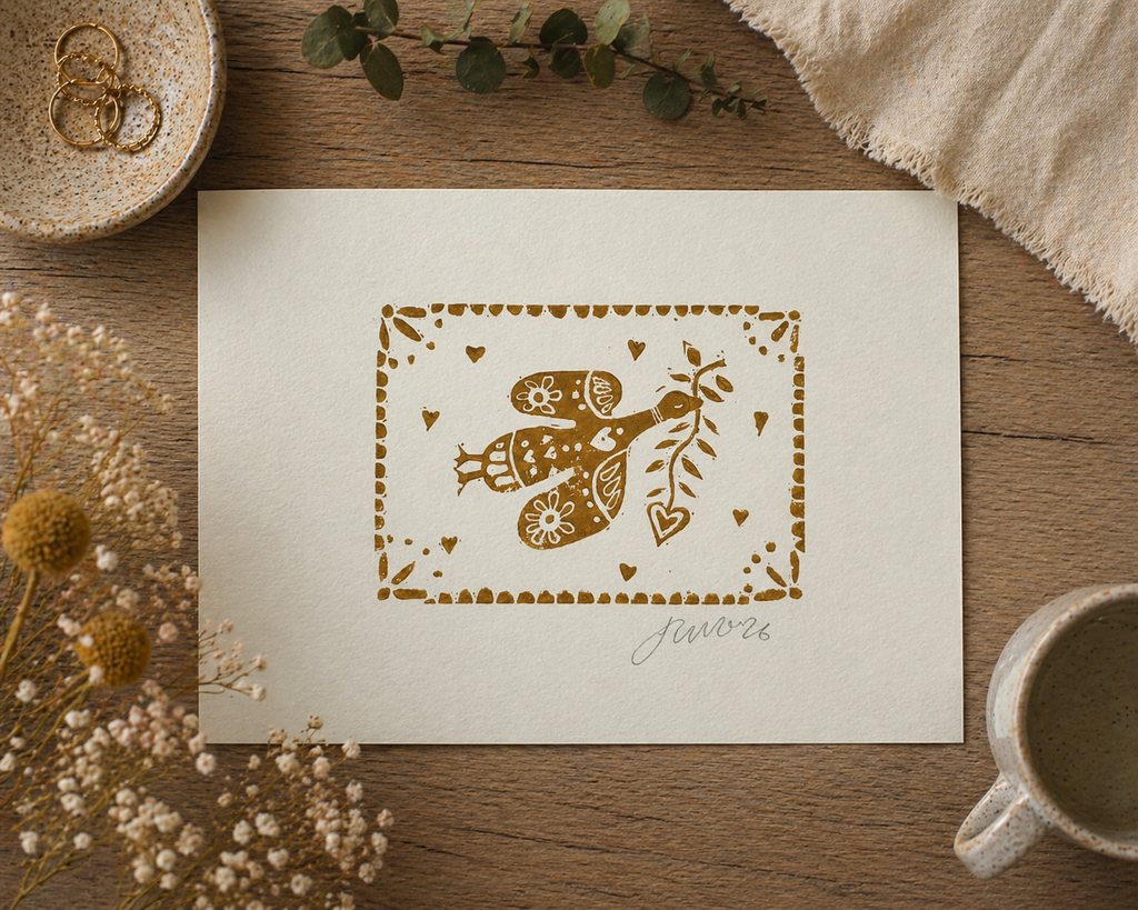 'Pretty Bird' (Silly Goose) Linocut Print – Bird Wall Art Illustration