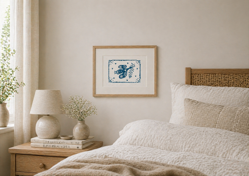 'Pretty Bird' (Silly Goose) Linocut Print – Bird Wall Art Illustration
