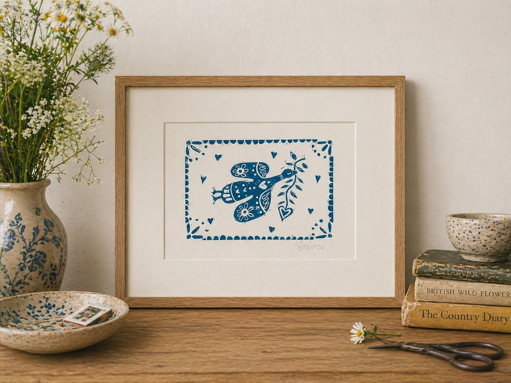 'Pretty Bird' (Silly Goose) Linocut Print – Bird Wall Art Illustration