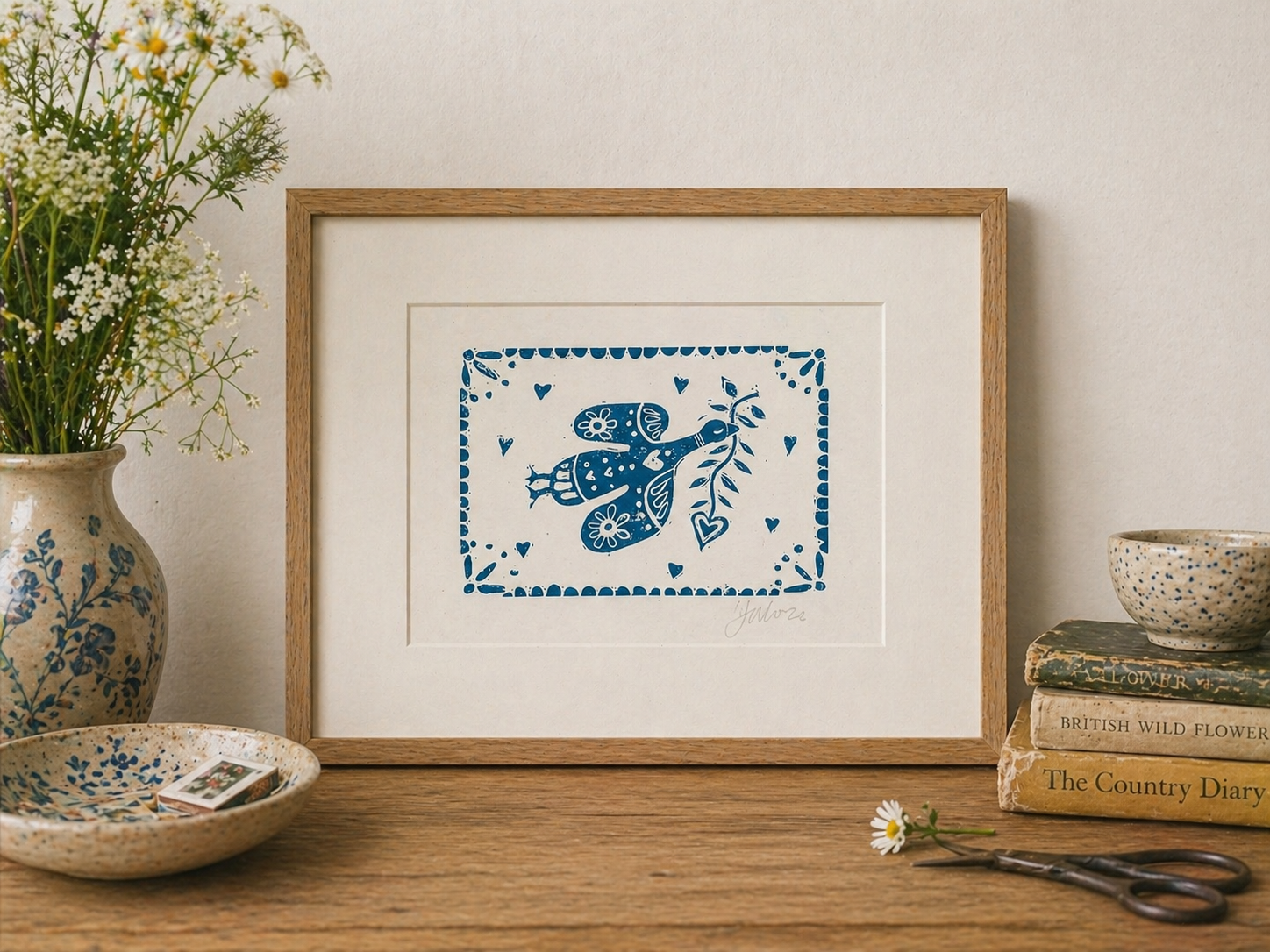'Pretty Bird' (Silly Goose) Linocut Print – Bird Wall Art Illustration